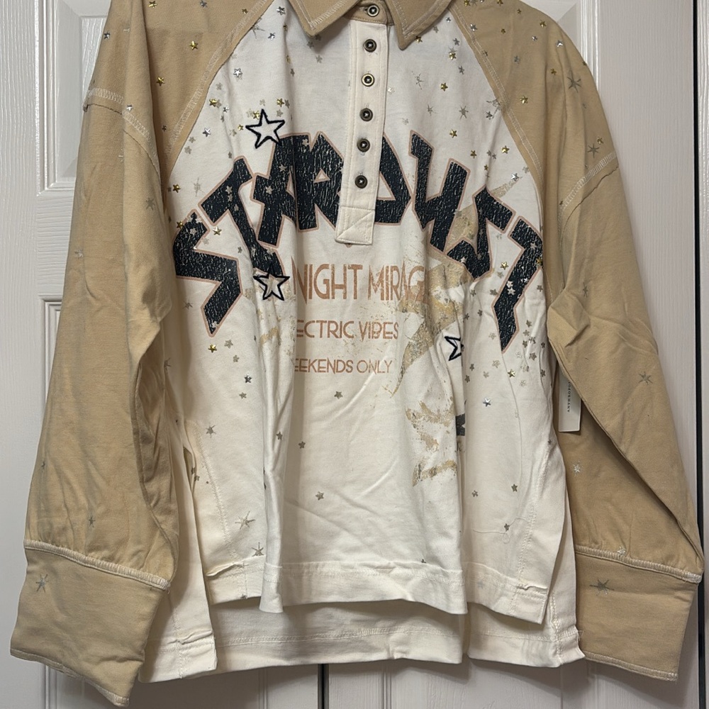 Anthropologie Beige and White Long Sleeve Tee
